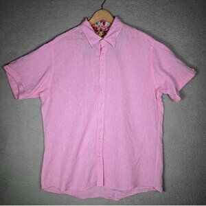 Claudio Lugli Couture Mens Shirt 100% Linen Pink Size XXL 45-46
